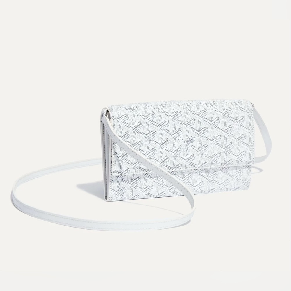 AUTHENTIC Goyard Varenne Continental Wallet on Strap Crossbody White